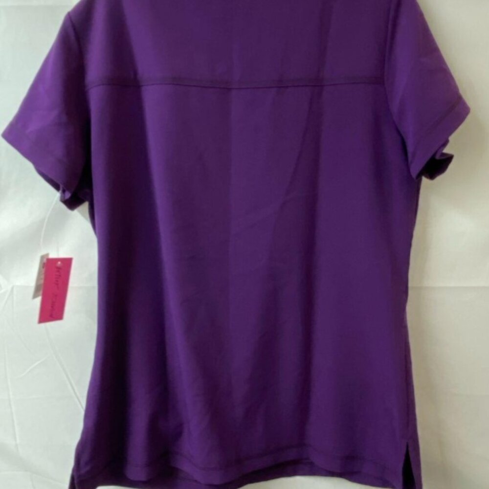 Betsey Johnson NWT Eggplant Purple V-Neck Scrub Top - Picture 2 of 4